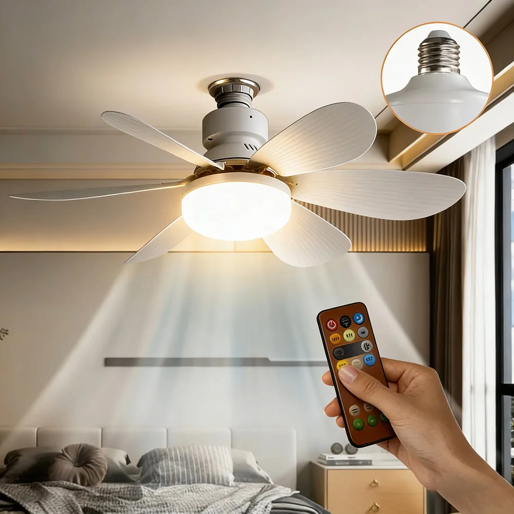 30W/40W LED 천장 선풍기 조명 E27 소켓, 거실 및 홈 오피스 일반 조명용 리모컨 디밍 기능 포함