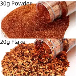 Vibrant Chunky Glitter Sprinkles for Creative DIY Nail Art and Crafts (Ancient Red Copper)