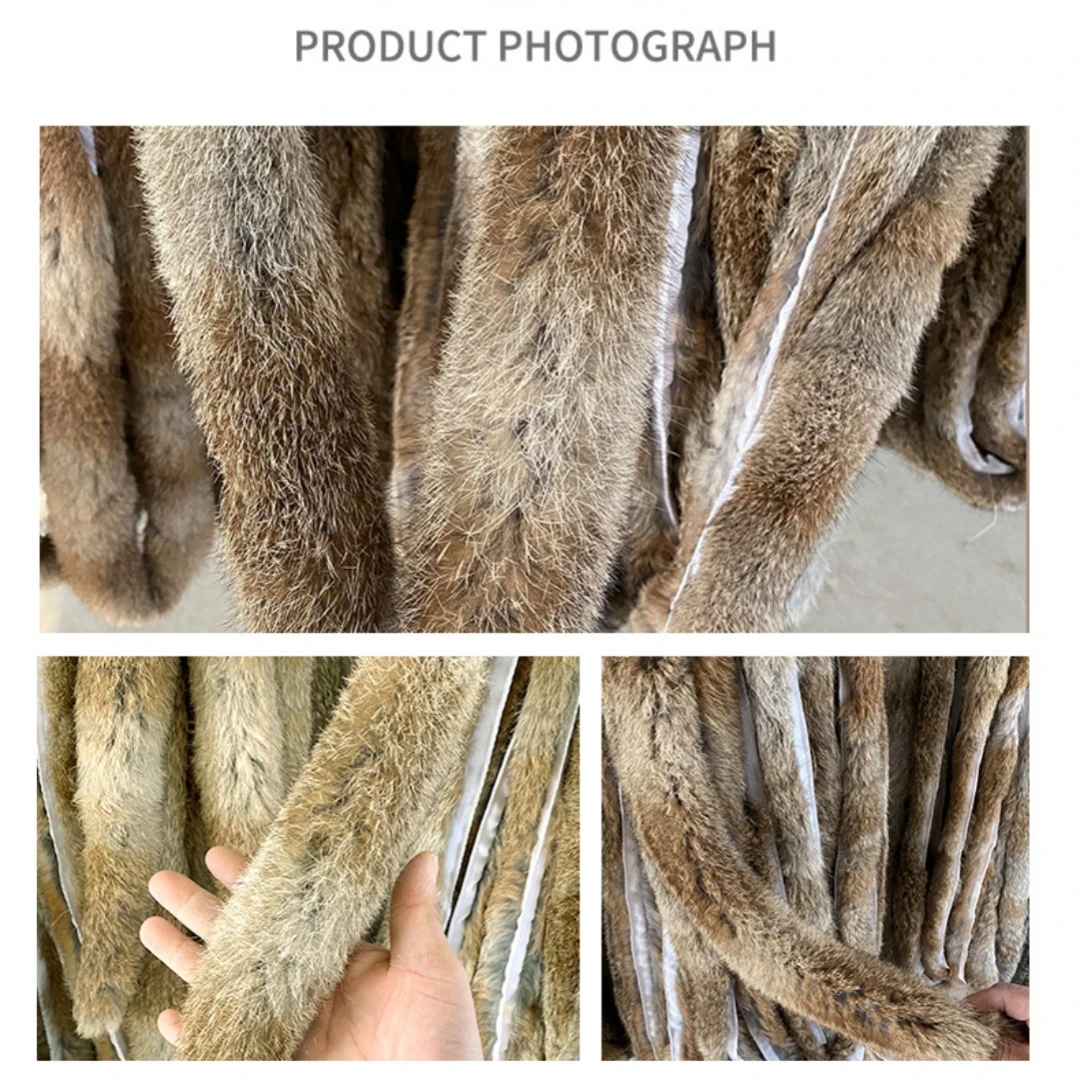 1M Natural Rabbit Fur Trim Real Rabbit Fur Strips Clothing Accessories Jumper Coat Hat Diy Fluffy Trim With Strips clothing accessories clothing craft accessories