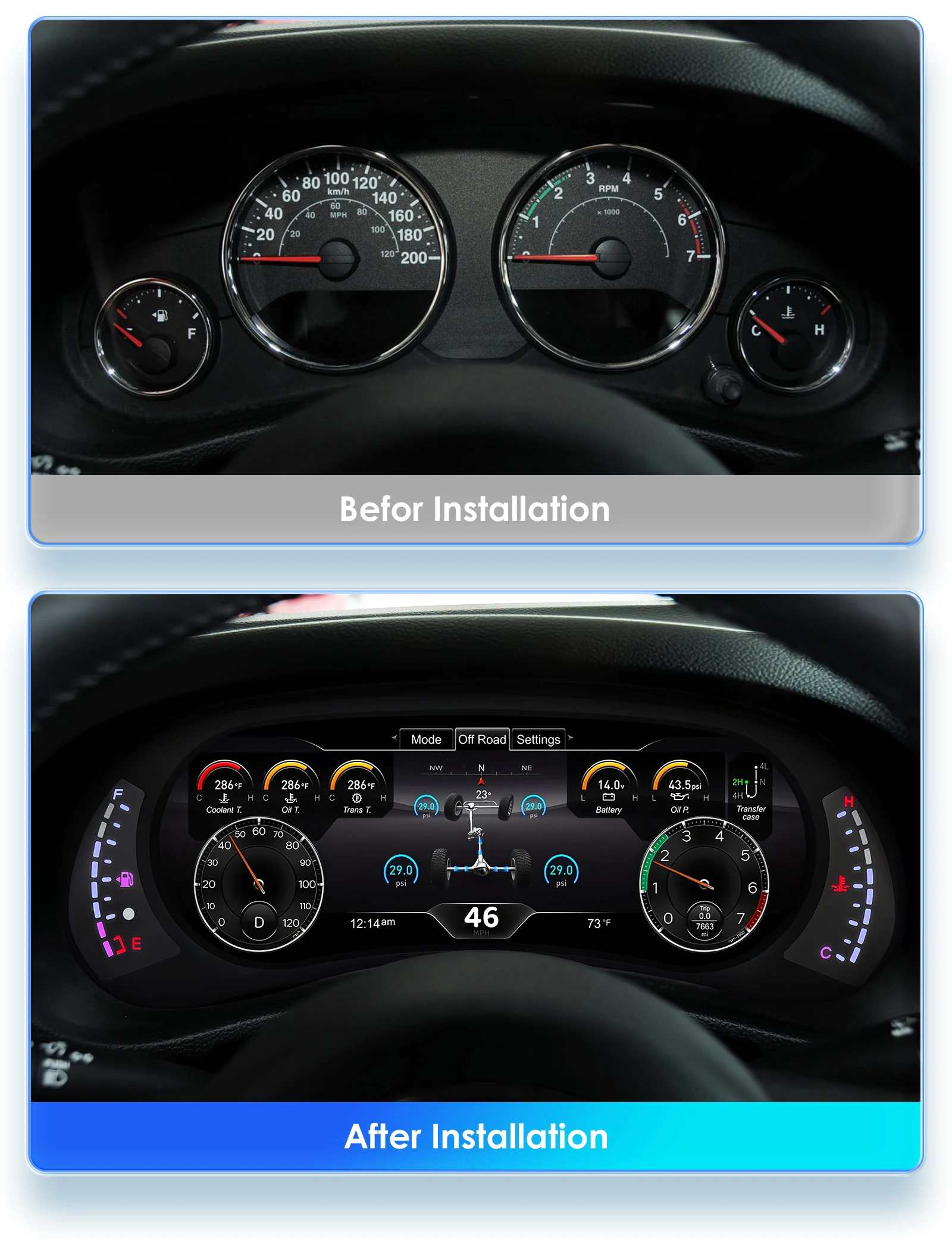  ۷ JK 2011-2018   ӵ  LCD ũ , Oigital , 12.3 ġ