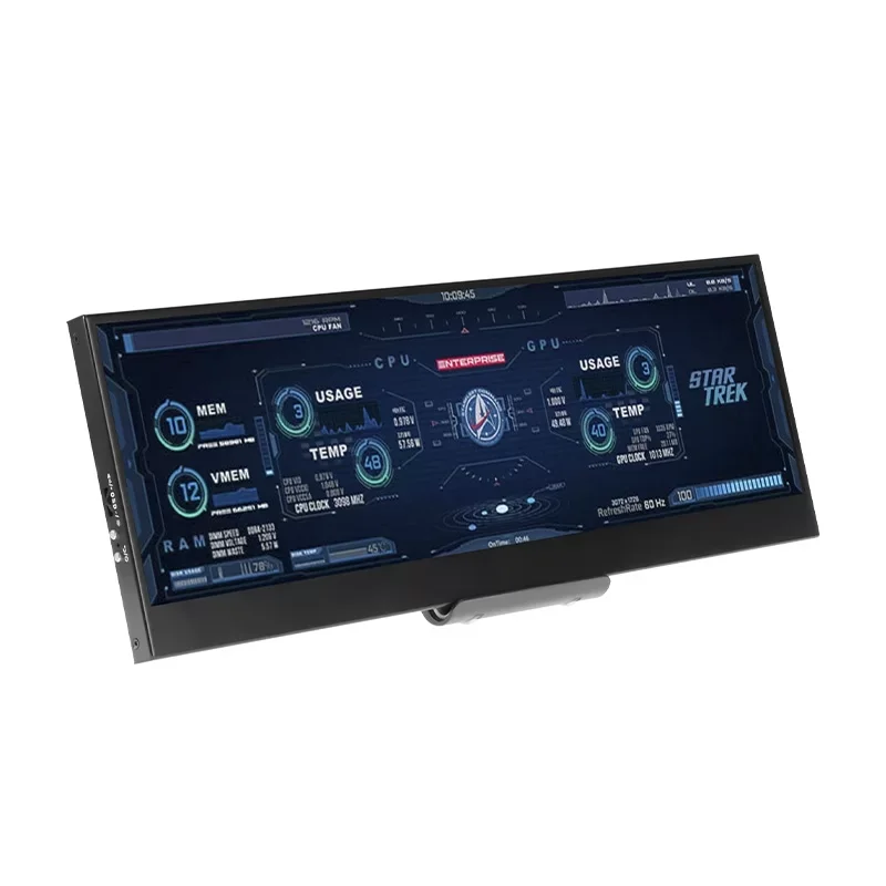 IPS 롱 스트립 스크린, 듀얼 미니 HDMI 호환 CPU 모니터링 스크린, 스탠드 OSD 메뉴, DIY 라즈베리 파이 디스플레이, 14 인치, 1920x550