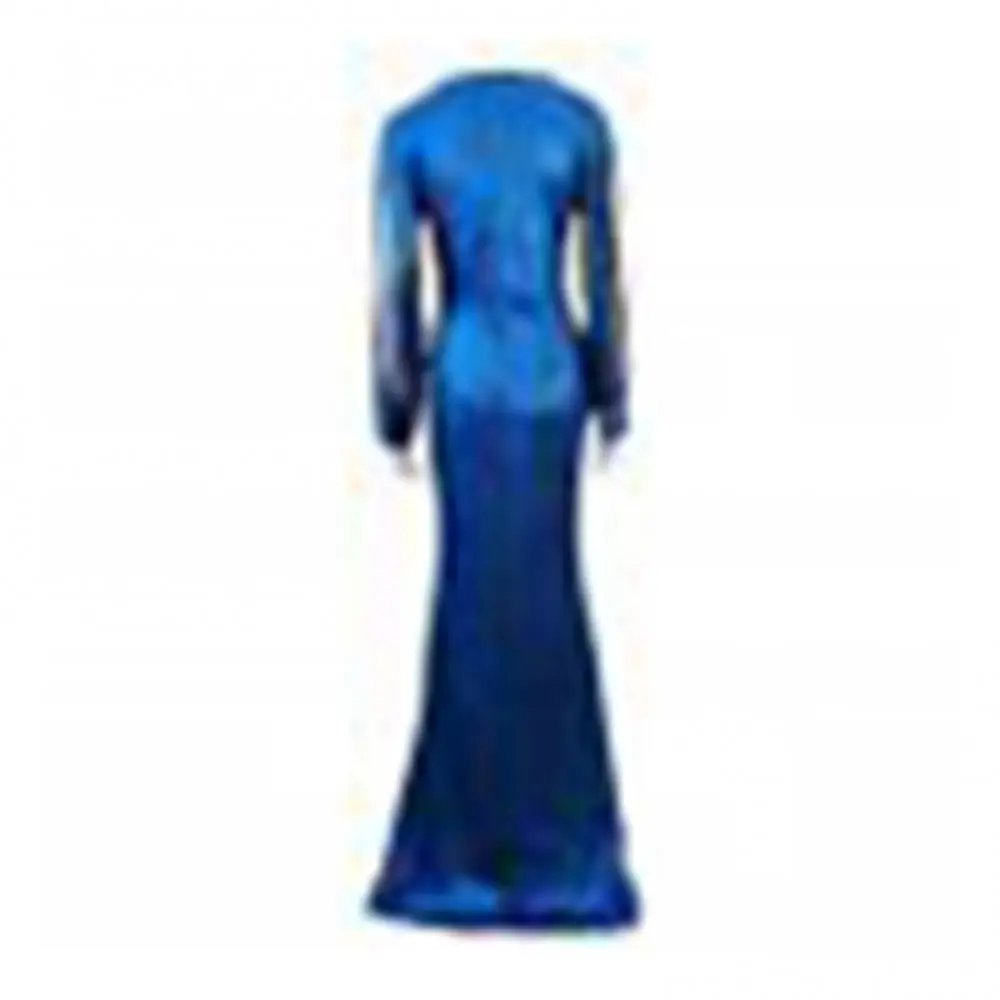 Ladies V-neck long-sleeved tassel dinner dress bag hip dress dress long dresses evening вечерние платья больших размеров