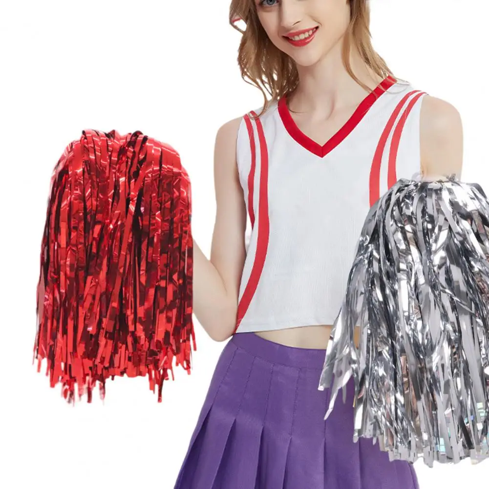 Fluffy Hand Flowers Cheerleader Pompoms Sports Soccer Basketball Cheerleading Metallic Foil Pompoms Cheer Spirited Fun