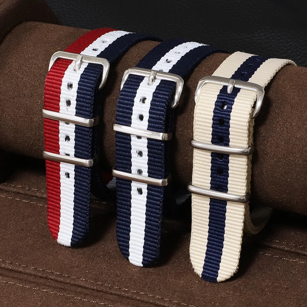 Nylon Woven Canvas Watchband with Steel Needle Buckle