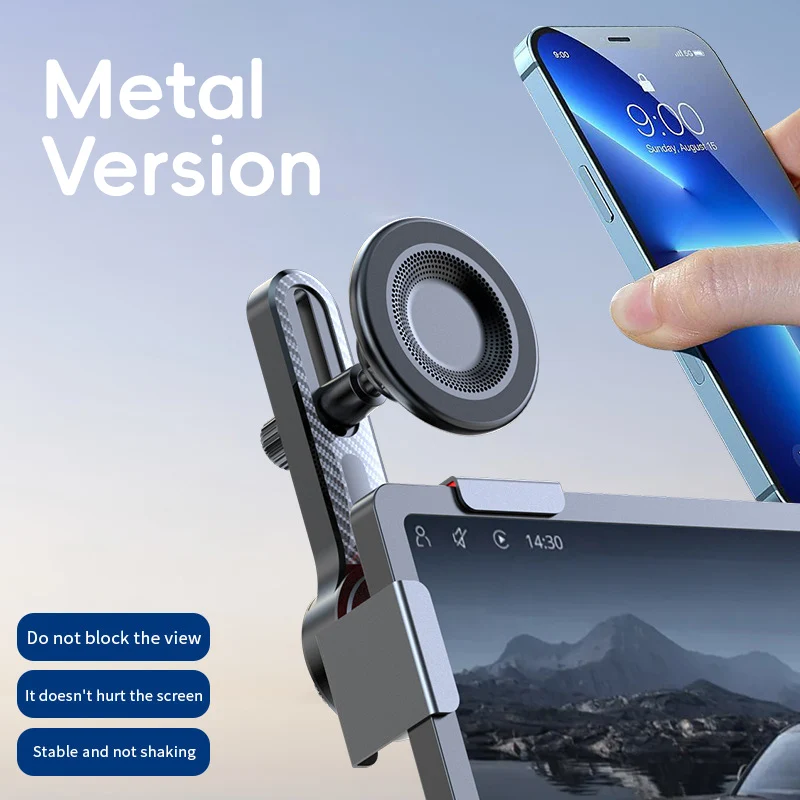 Universal Magnetic Car Phone Holder - 360° Rotatable Foldable Clip-On with Strong Magnet