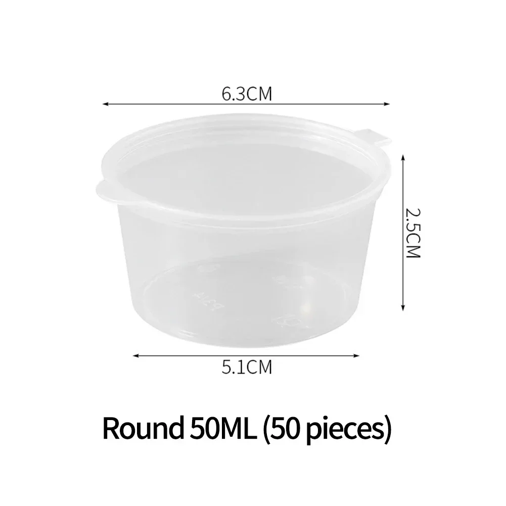 Disposable Sauce Box Seasoning Round Conjoined Plastic Box With Lid Kitchen Organizer Sauce Pot Food Small Container 50Pcs storage box kitchen storage box food storage container food storage box food storage pots seasoning storage container