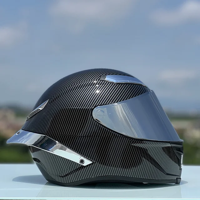 フルフェイスヘルメット カーボンファイバー風 軽量フルフェイスバイクヘルメット,カーボンファイバーグラス