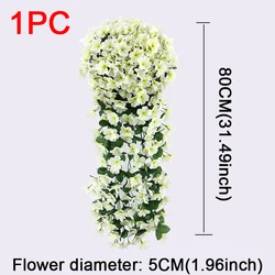 Vibrant Violet Vine Artificial Hanging Flower Arrangement for Home and Garden Decor (Big Violet White)