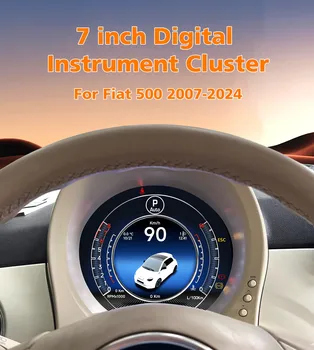 Panel de Instrumentos Digital con Pantalla LED de 7 Pulgadas para Fiat 500 2007-2024, Tablero de Auto con Android Auto, Carplay, Cabina Virtual, Velocímetro 1
