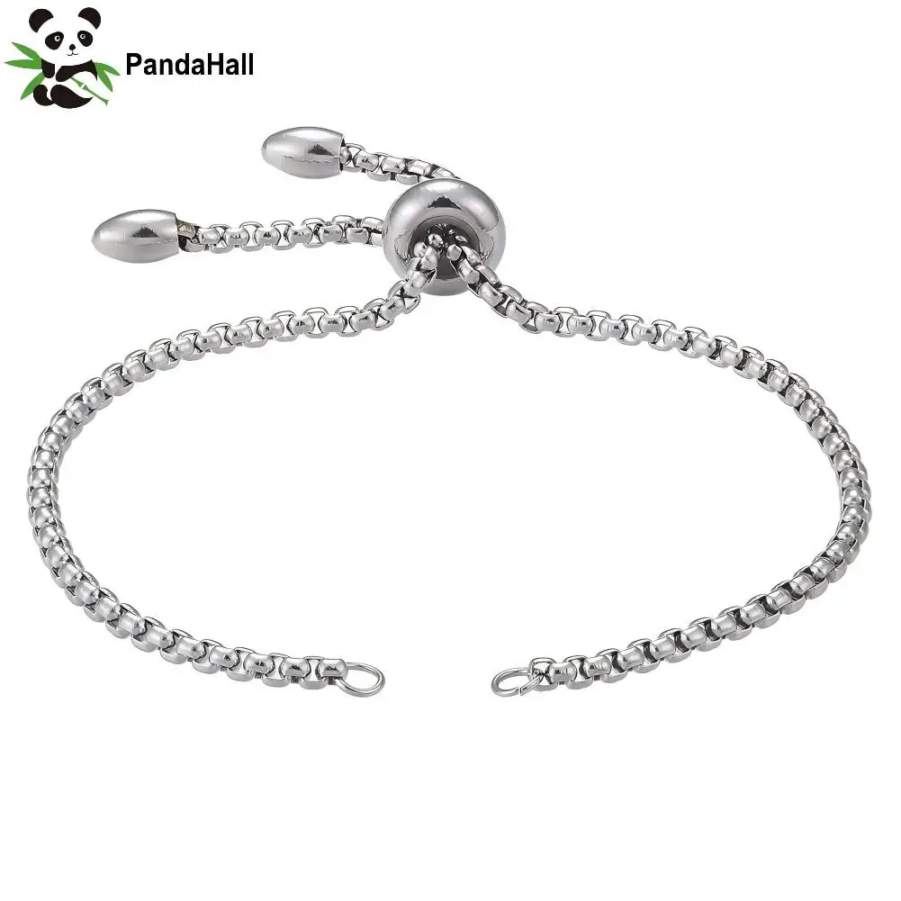 PandaHall 10 Stück Verstellbare 304 Edelstahl Schiebe-Kettenarmbänder Charm-Glieder für Schmuckherstellung