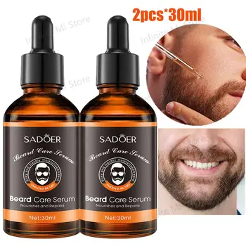 2 pezzi di olio per la cura della barba per uomo cura della barba biologica naturale lucentezza rapida ammorbidire la barba rafforza i baffi olio per barba nutriente liscio