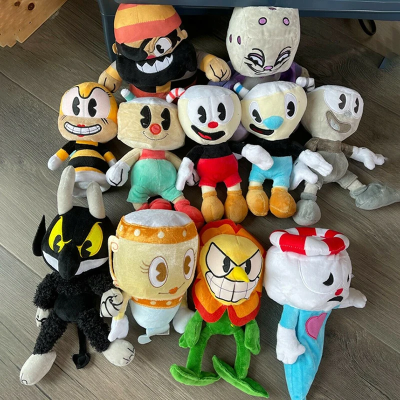 

Game Cuphead Plush Toy Mugman Ms. Chalice Ghost King Dice Cagney Carnantion Puphead Plushie Stuffed Dolls Toys Children Gifts