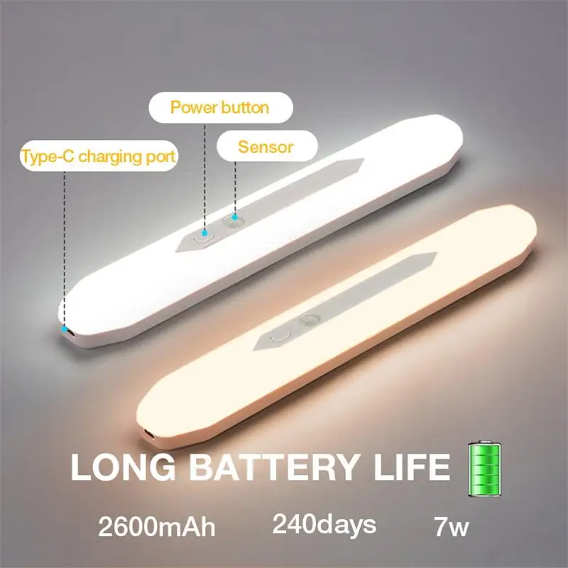 Under Cabinet Light PIR LED Motion Sensor Light Rechargeable LED Night Lamp For Wardrobe Kitchen Bedroom Closet