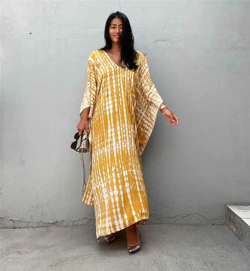 Fashion Casual Striped Print Long Dresses Women Bohemian V-neck Bat Sleeve Loose Slit Beach Dress Summer New Beachwear Vestidos 120 Fashion Casual Striped Print Long Dresses Women Bohemian V-neck Bat Sleeve Loose Slit Beach Dress Summer New Beachwear Vestidos