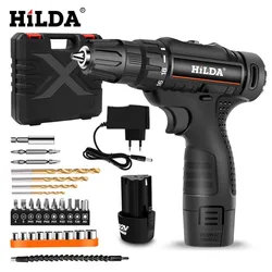 HILDA Electric Drill 12V Cordless Drill Mini Wireless Power Electric Screwdriver Household Multi-function 2 Speed Power Tools