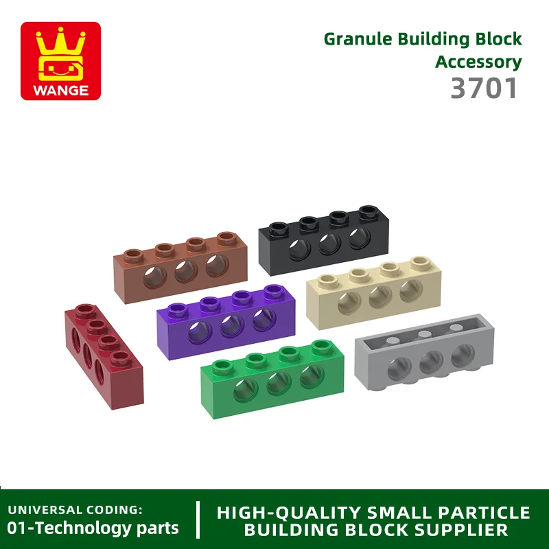 Wange 69 Stück/Set 3701 1x4 3-Loch Bausteine Moc Technisches Teil Kompatibel mit Allen Marken-Bausteinen DIY Kinderspielzeug Geschenkbox