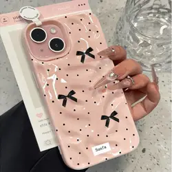 Elegant Black Bow Knot Textured Shockproof Phone Case - Fashionable Soft Cover - iPhone 18 Pro Max (2)