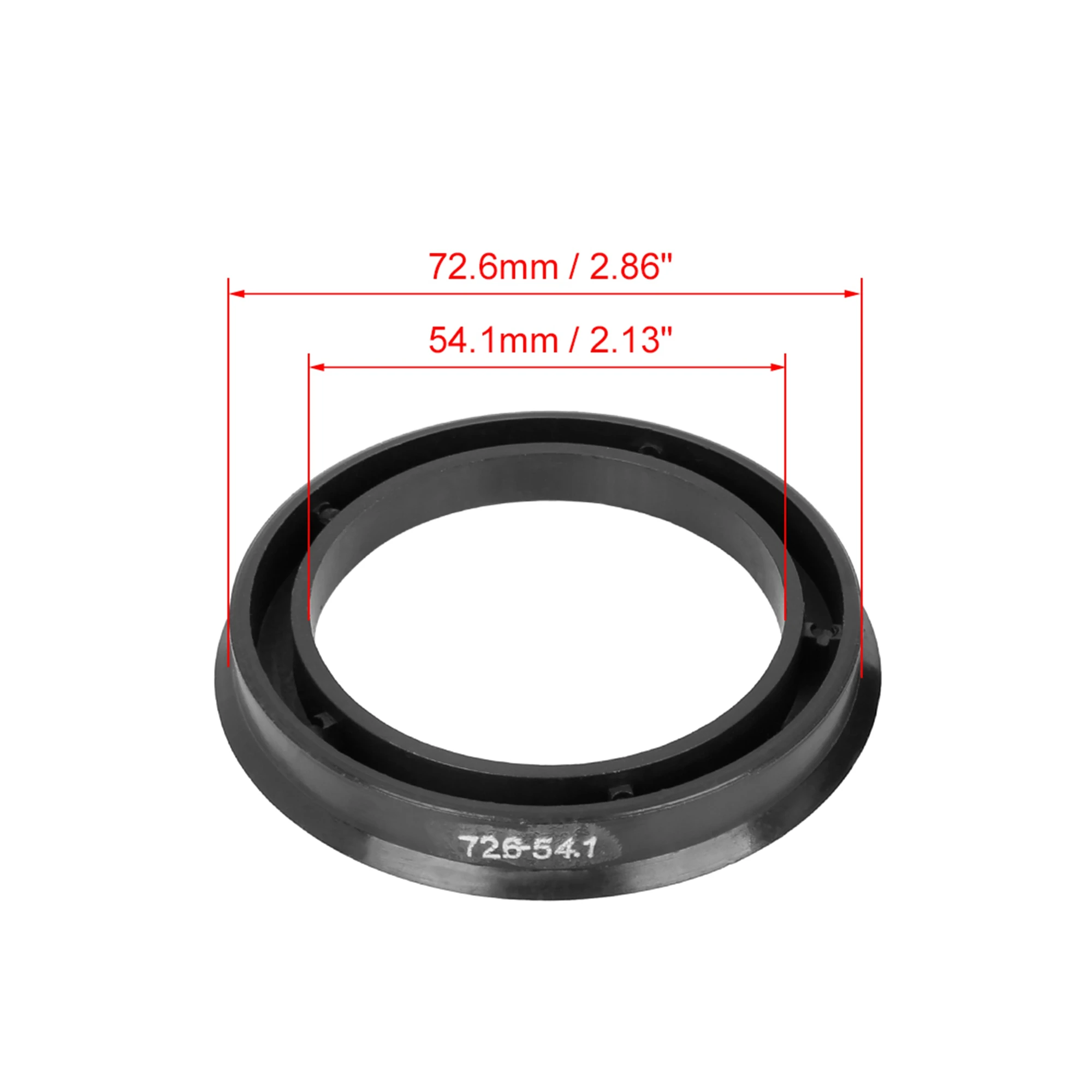 Uxcell 4 Stück Kunststoff 72,6 mm Außendurchmesser bis 54,1 mm Innendurchmesser, Autonabenringe, Radbohrung, Mittelabstandshalter, Nabenringe, Schwarz – Detail 4