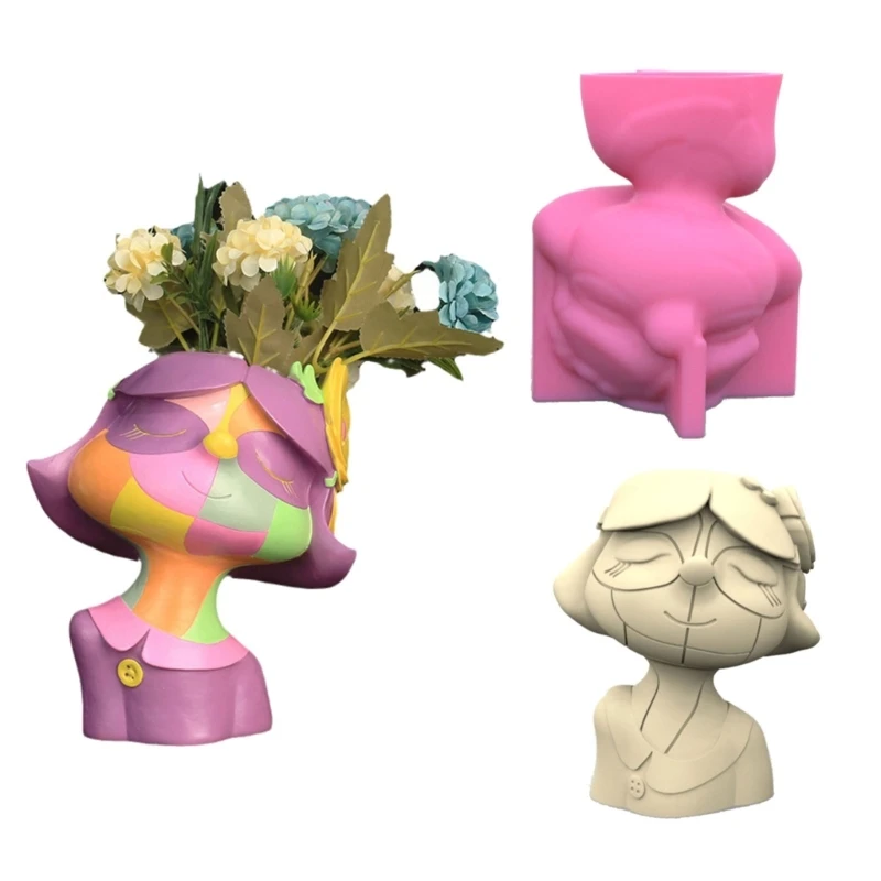 Girl Shaped Hand-making Silicone Vase Moulds for Hand-Making Succulent Planter