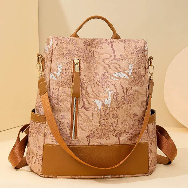 Zaino Antifurto Donna In Pelle PU Intrecciata – Impermeabile, Convertibile In Borsa A Tracolla, Per Viaggi E Città - 3
