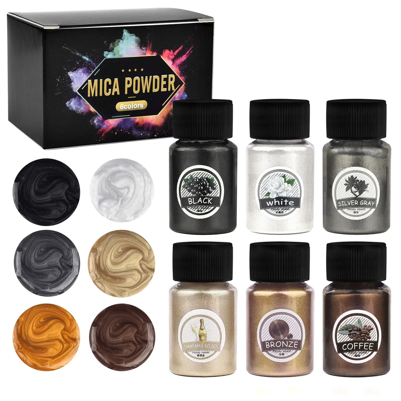 Epoxy Resin Pigment Pearl Powder 6 Colors/Set DIY Epoxy Resin Mold Colorant Dye Mineral Powder Glitter Crafts