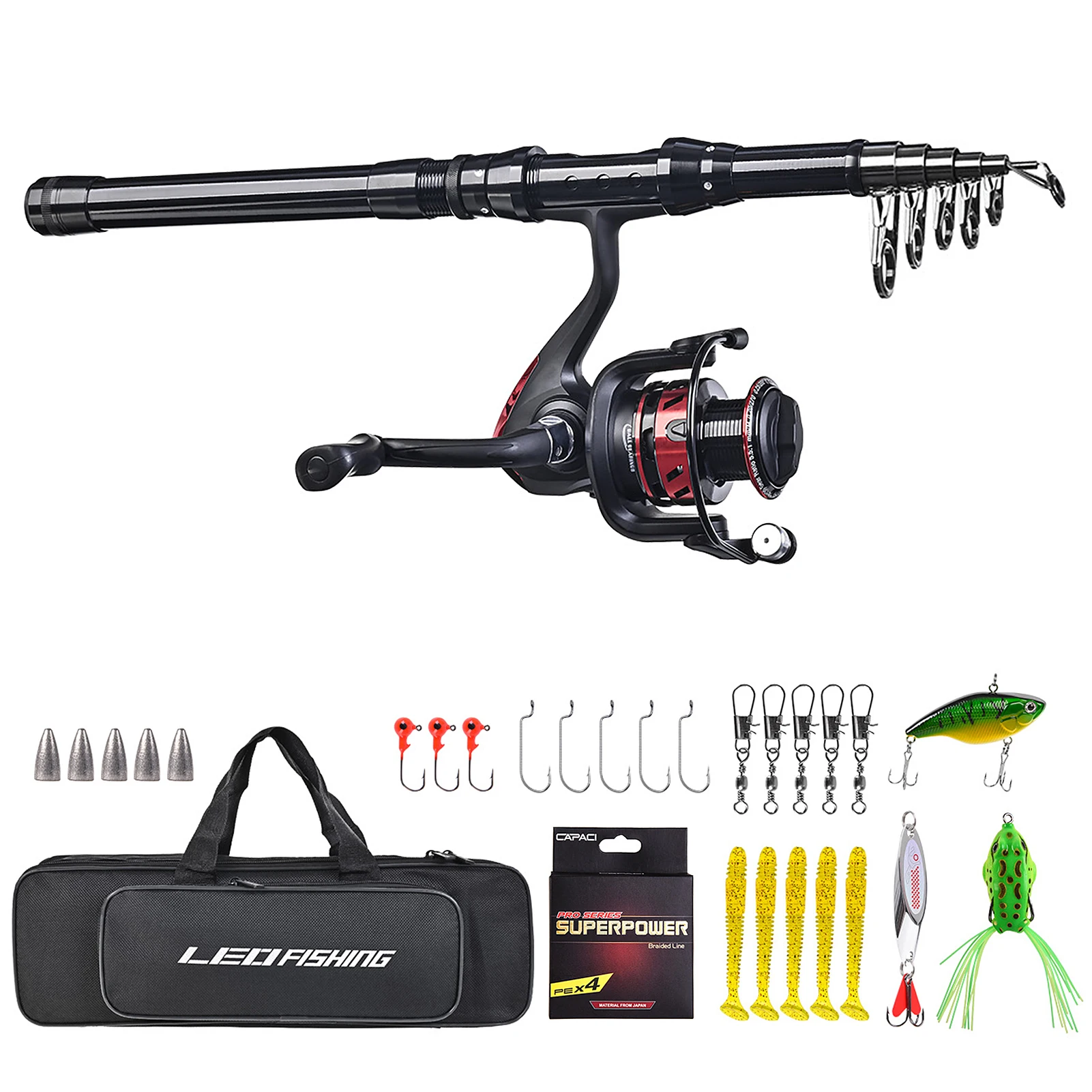 180cm/210cm/240cm/270cm Telescopic Fishing Rod Reel Combo Set