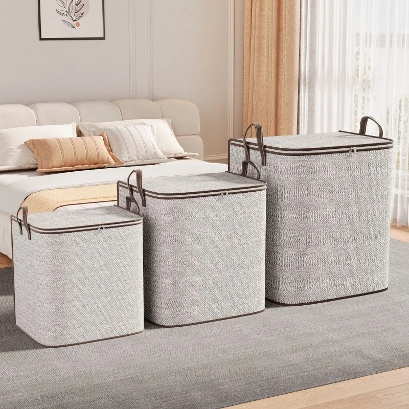 Large-capacity Clothes Storage Bag Fabric Oblique Striped Storage Box Household Large-capacity Clothes Quilt Storage Packing Bag 4