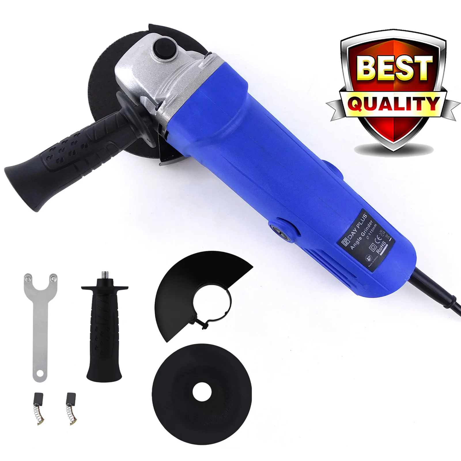 Meuleuse d'angle professionnelle, meule de 115mm, coupe 12000 tr/min avec essorage et couvercle de protection, pour meulage et polissage