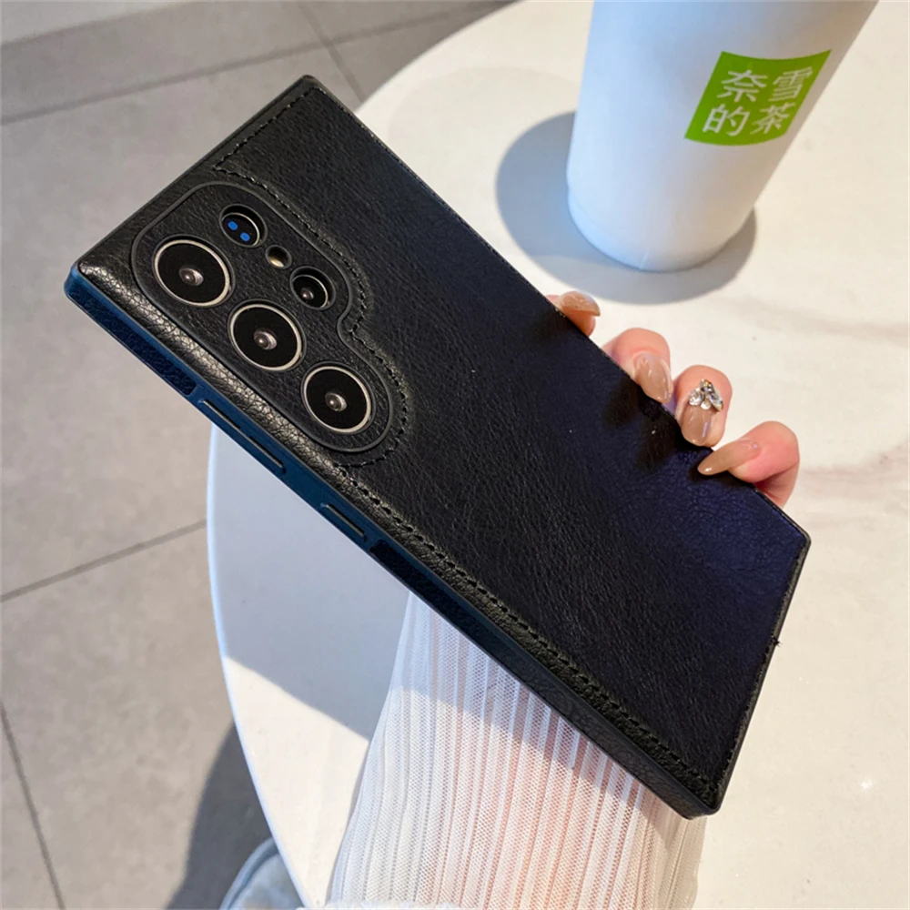 Luxury Matte Retro Leather Case with Camera Protection and Shockproof Soft Bumper – Business Edition