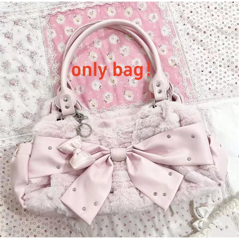 Vintage Polka Dot Bow Unterarm-Umhängetasche, japanische Retro-Damen-Einkaufstasche, Y2k-Lolita-Mädchen, leichte, mühelose, schicke Handtasche – Detail 20
