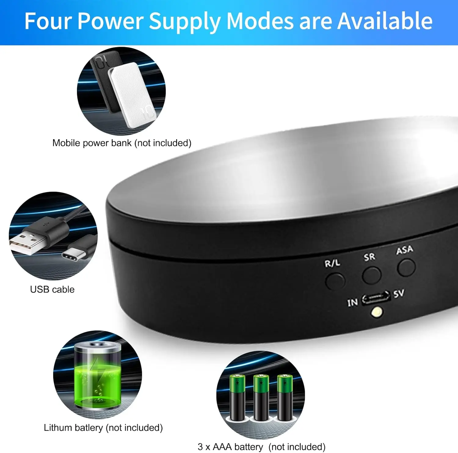 Rotating Display Stand, 360 Degree Motorized Turntable Display Stand for Photography Products and Shows, with USB Power Cable,