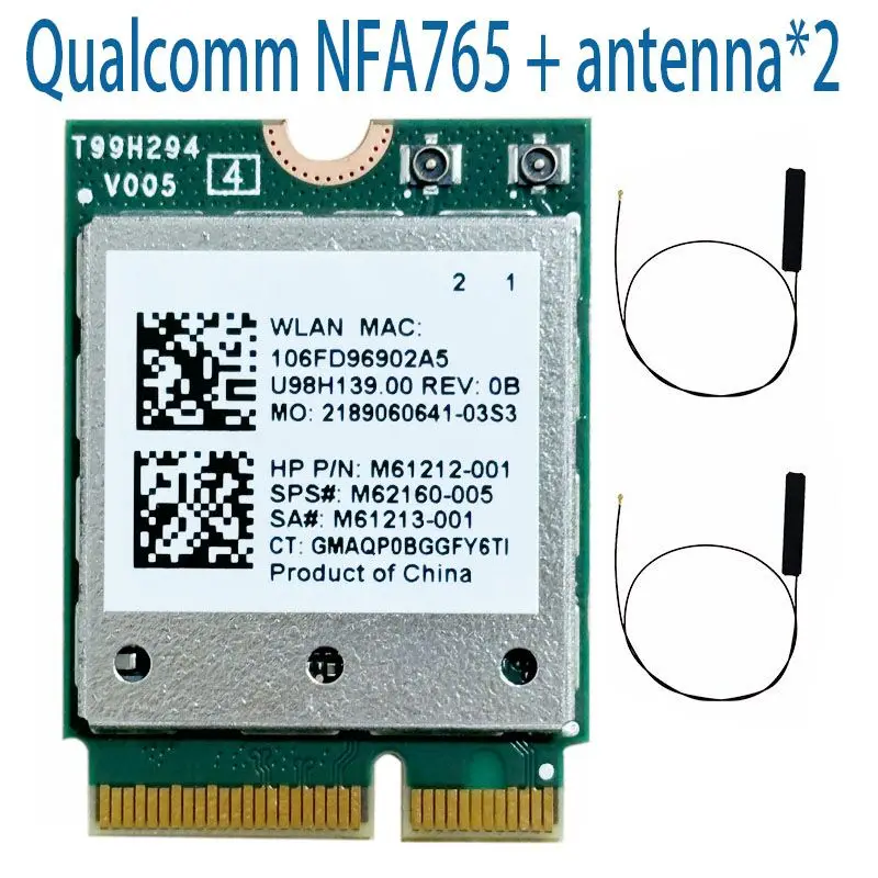 Chave e Wifi bt 5.2 m. Módulo Wifi Nfa765a Ngff 802. 11ac Machado 2.4g 5g 6g 2400mbps Nfa765 Wifi6 M62160005 Qcnfa765 m2