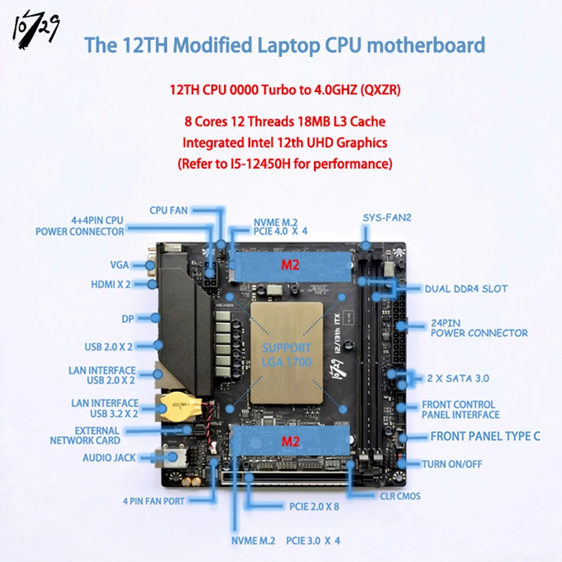 10729,12TH, ITX office substrate kit, integrated with central CPU