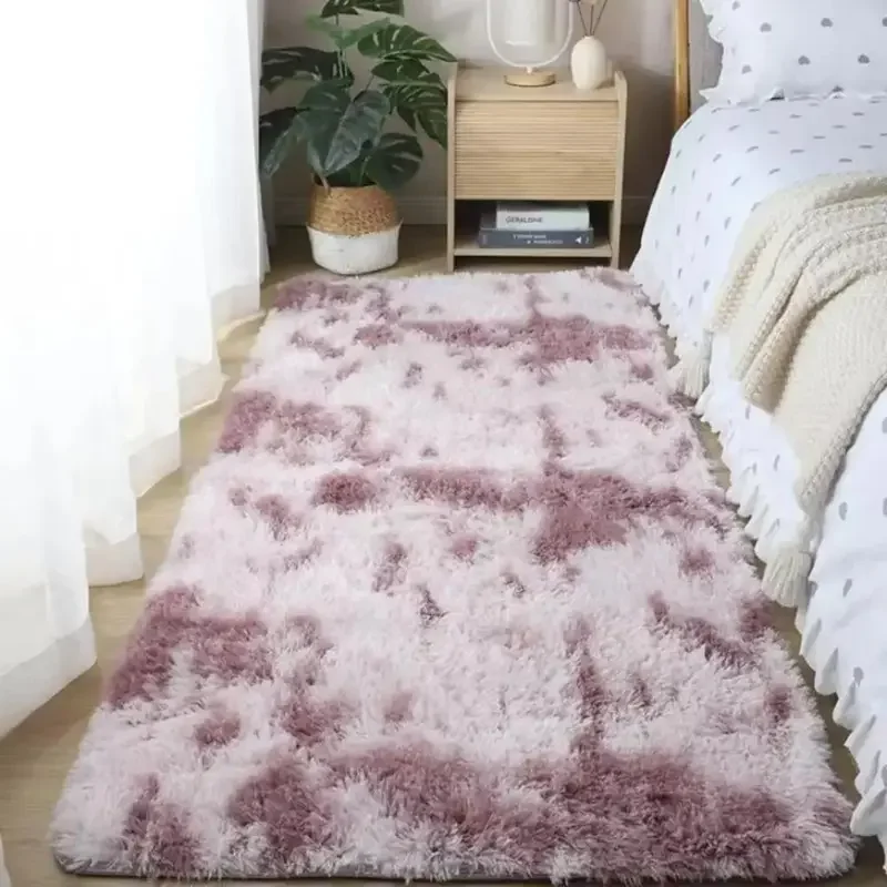 Silk Wool Floor Mat Bedroom Bed Rug Home Scandinavian Style Living Room Girls Room Long Hair