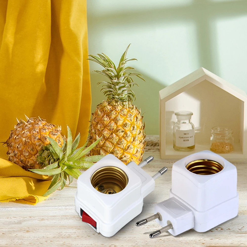1Pcs 220V E27 Bulb Socke Integrated Spiral Pattern Lamp Holder Base Connector EU Plug Adapter ON/OFF Switch lamp holder lamp bulb holder
