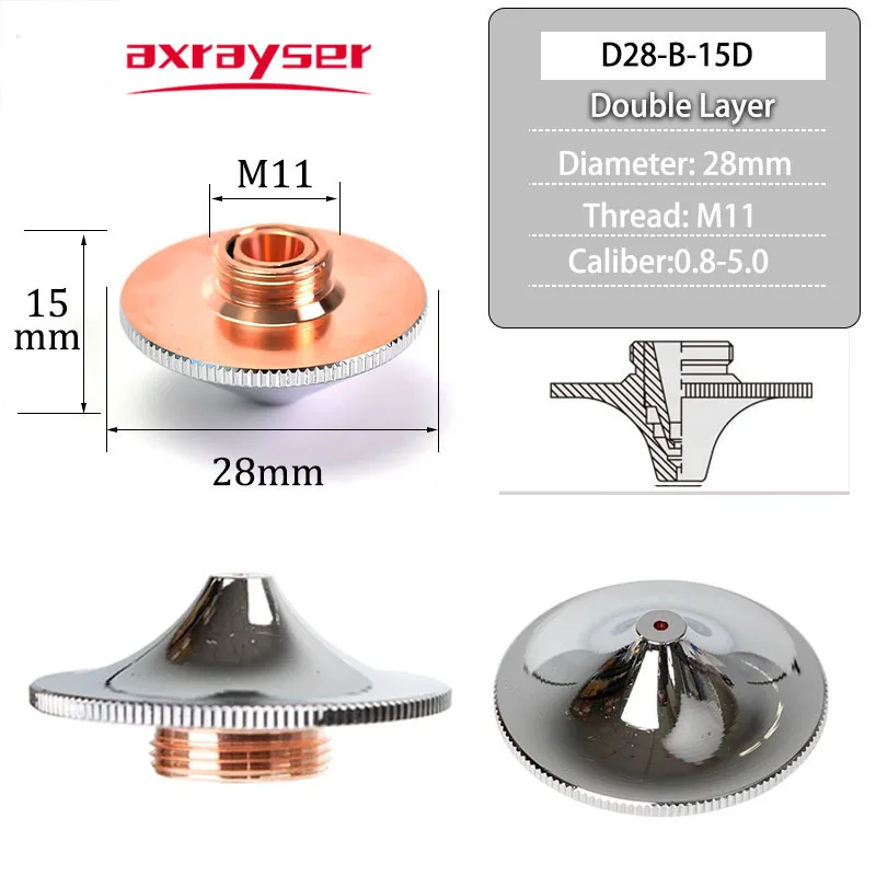 Tipo de alta velocidade d32 m14/d28 m11 dos bocais do laser de raytools para a cabeça de precitec wsx hans hsg parte a máquina de corte da fibra consumível