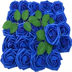 Elegant Artificial Rose Set - 25pcs for DIY Bouquets and Home Décor (DEEP BLUE)