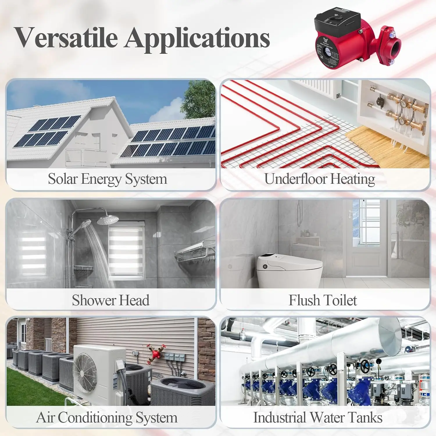 110V Circulation Pump 130W 13 GPM Hot Water Recirculating Pump 3 Speed Switchable Circulator with 1''FNPT Flanges