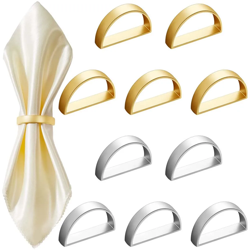 

6/10/12Pcs Metal Half Circle Napkin Buckle Polished Electroplated Napkin Wrap High Gloss D-word Table Decor Elegant Napkin Ring