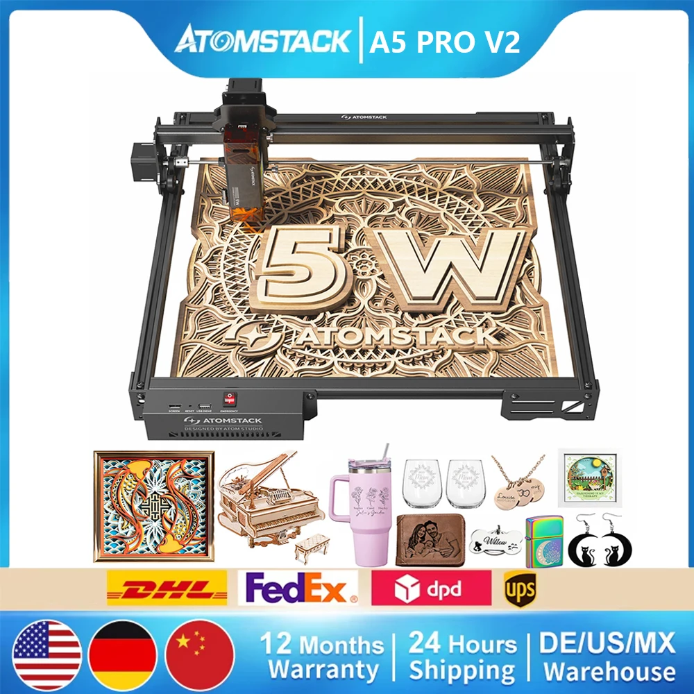 Atomstack A5 Pro V2 5W Engraving Machine DIY CNC Laser Engraver for ...