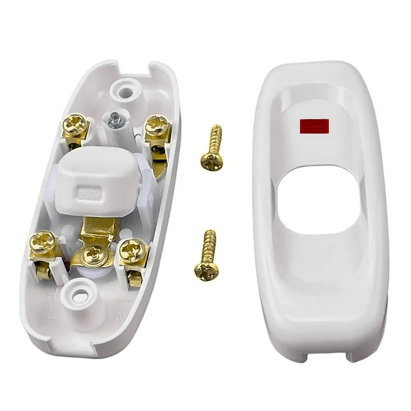 GW320 10A 250V In-Line On/Off Cord Switch rocker switch Indicator light Bedside Switch Light Middle black