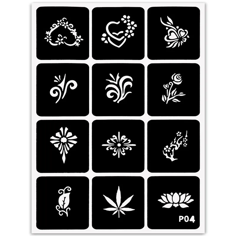 635 Pcs Tattoo Stencil for Painting Drawing Pictures Hollow Small Temporary Tattoo Templates Color Drawing Book Brochure supply