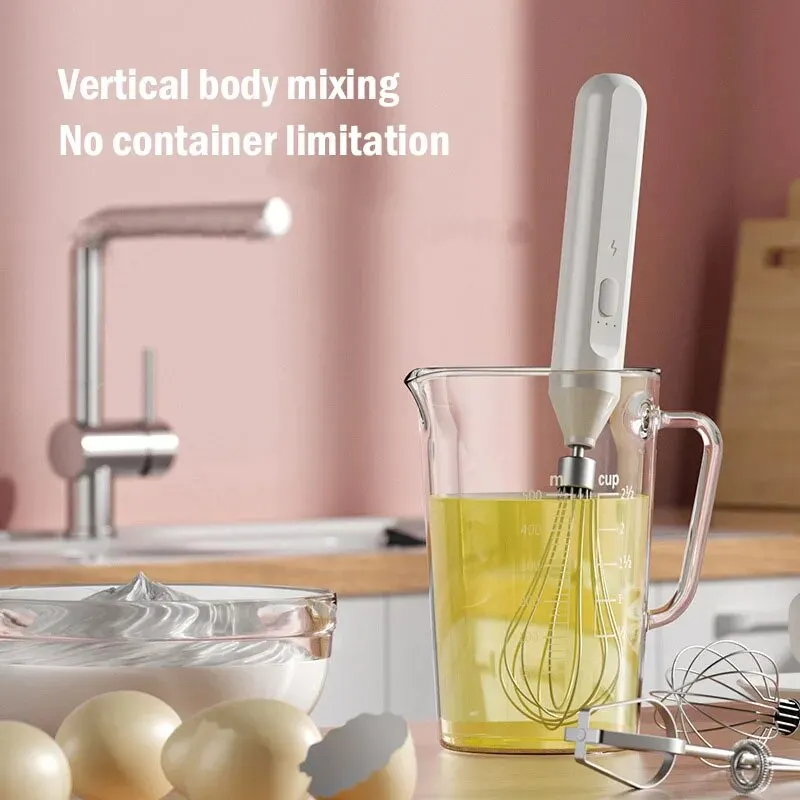 Mini Electric Milk Foamer Blender USB Rechargeable Handheld Electric Foam Maker 3 Speeds for Kitchen Egg Beater Frother Mixer 4