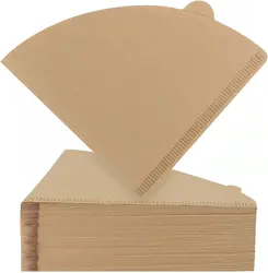 Unbleached Natural Bamboo Fiber Coffee Filters - 100 Pack Conical, Disposable (Original wood 100pcs)