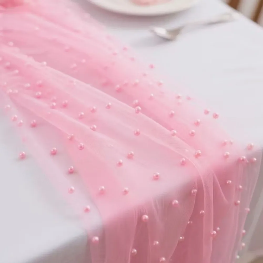 Dreamy Luxury Wedding Table Runner Romantic Multi-color Gauze Tablecloth Semi-Transparent Table Cover Wedding