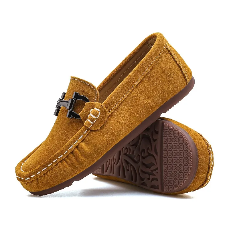 Kids Children's Loafers For Boys Girls Shoes Moccasins Suede Children Flats Casual Boat Wedding Leather Shoes Autumn
