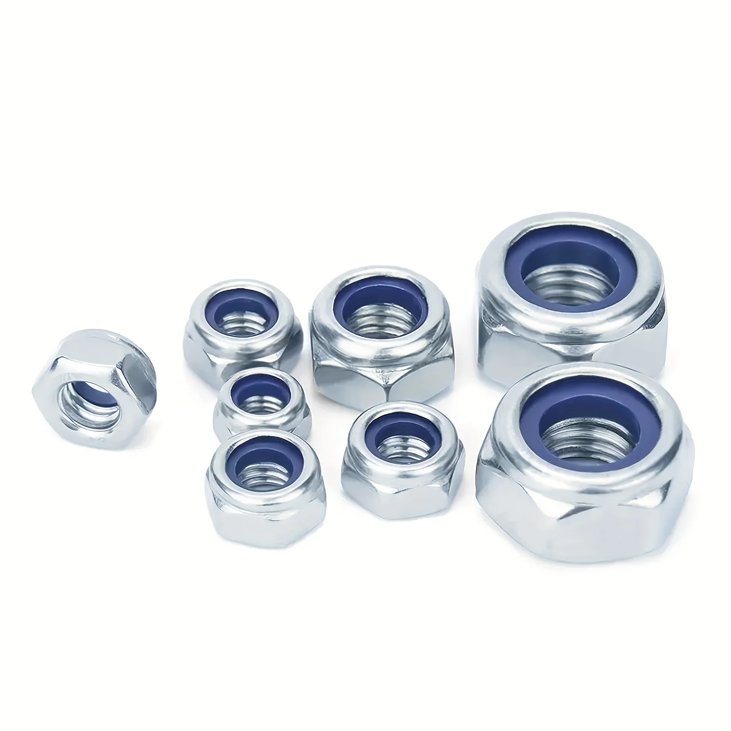 304 Stainless Steel DIN985 Nylon Lock Nut Insert Hexagonal Self-pressing M4M5M6M8M10M12 nylon lock nut
