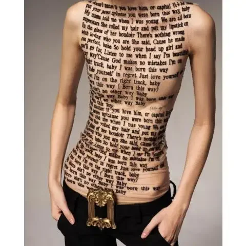 T-shirt Y2K à col rond pour femmes, style euro-américain, gaze, lettre, sexy, club, fibres, vêtements pour femmes, filles, Y 1