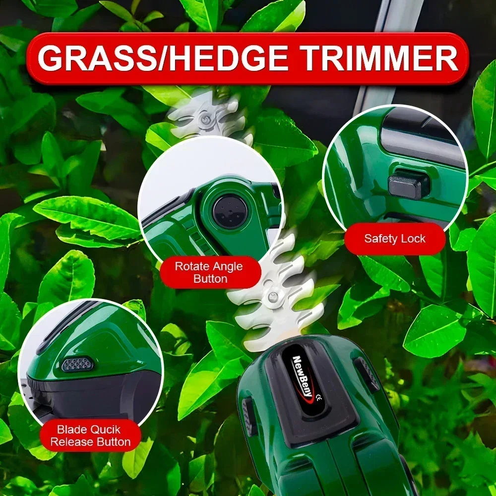 Noreter 21V 2 in 1 Electric Hedge Trimmer 20000rpm Household Lawn Mower  Garden Bush Scissors Grass Scissors Power Tool 4