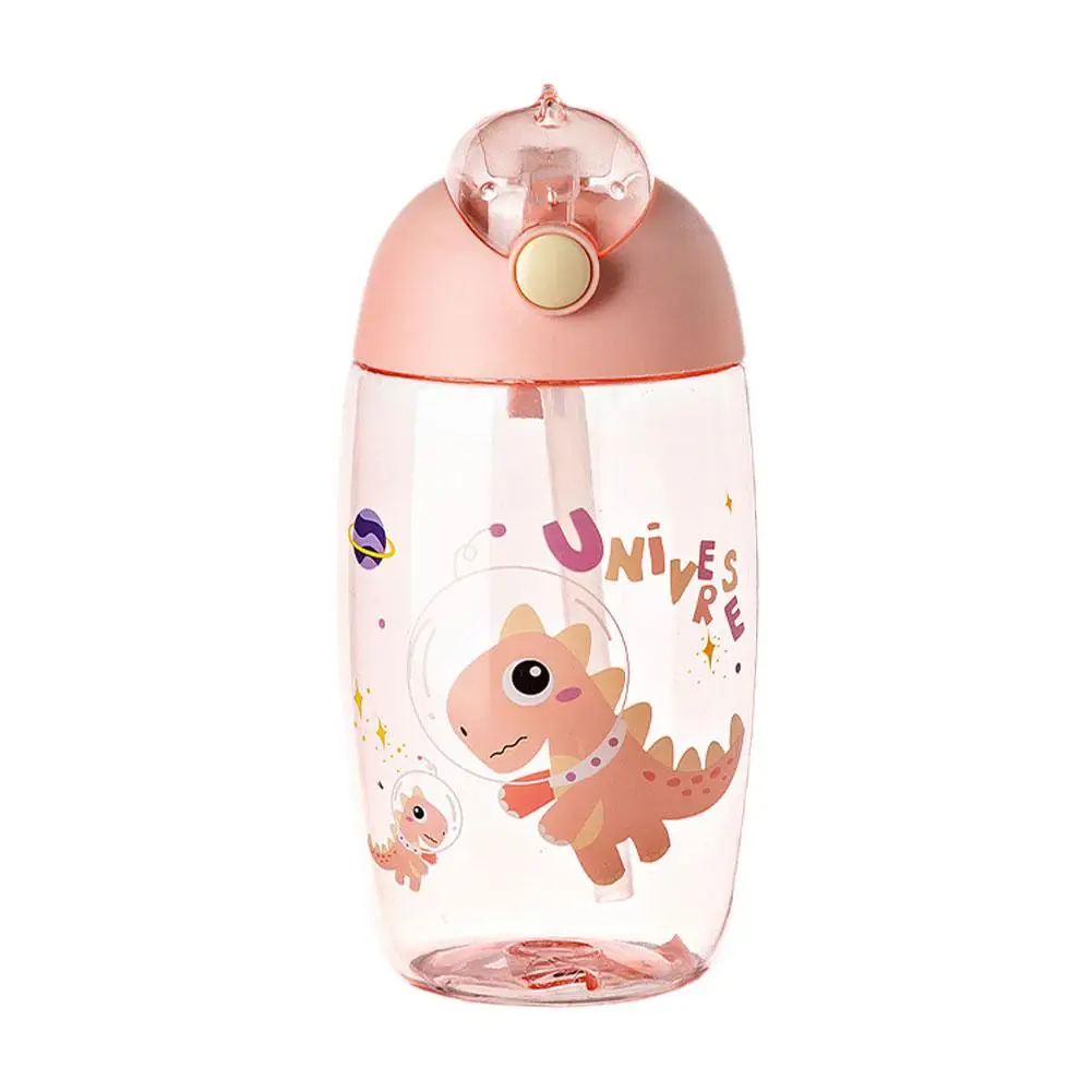 Children's Water Bottle School Portable Cartoon Dinosaur Sippy Cup Creative Feeding Cup Straws Lids 500ML